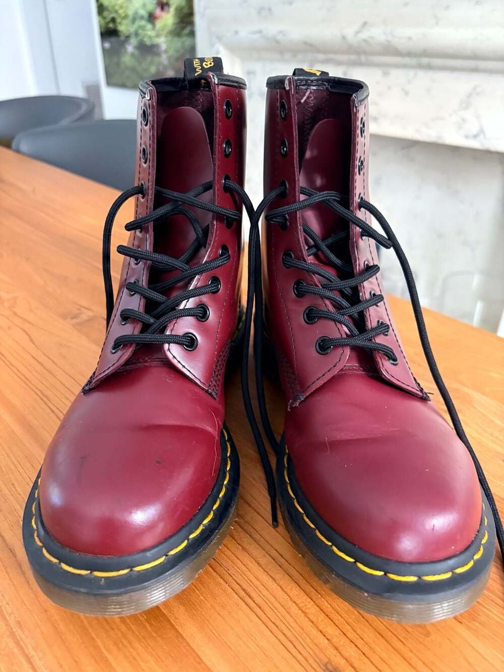 Dr. Martens 1460 Smooth Leather Lace-Up Boots Cherry Red Excellent Condition
